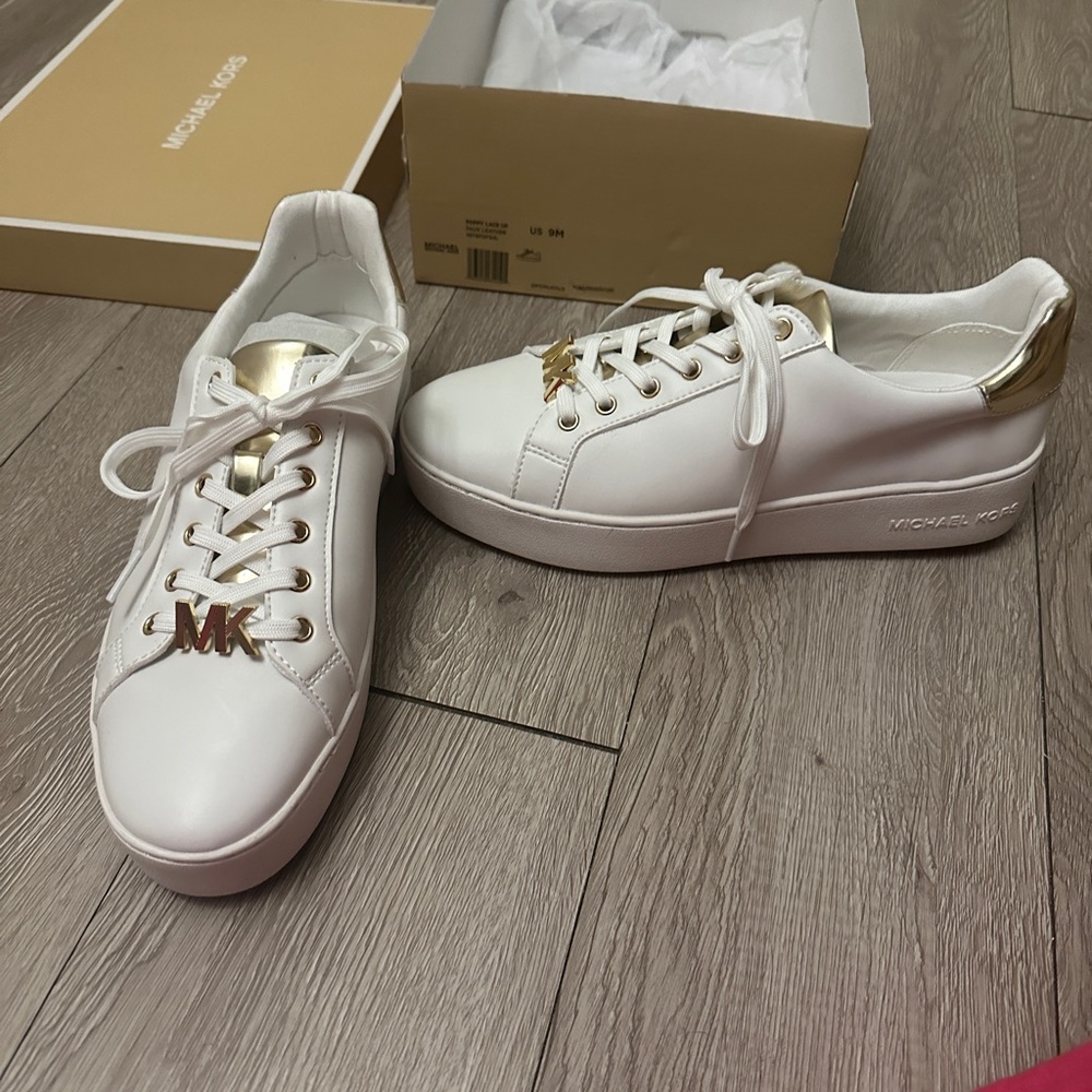 Michael kors brand new poppy lace up tennis shoes white size 9 - Picture 4 of 6